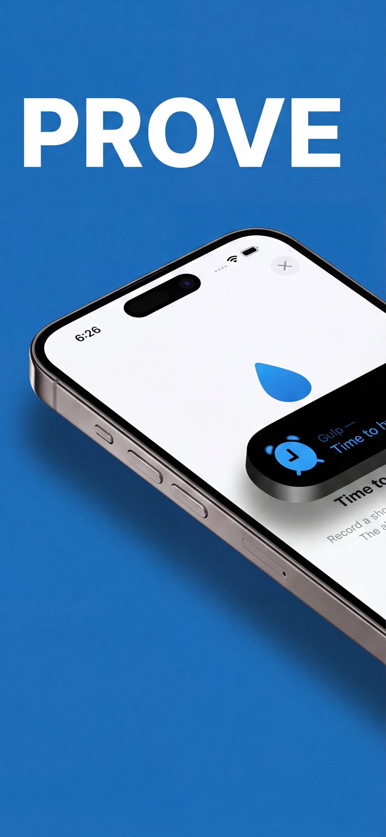 Prove — Sip Siren water reminder alarm firing on an iPhone